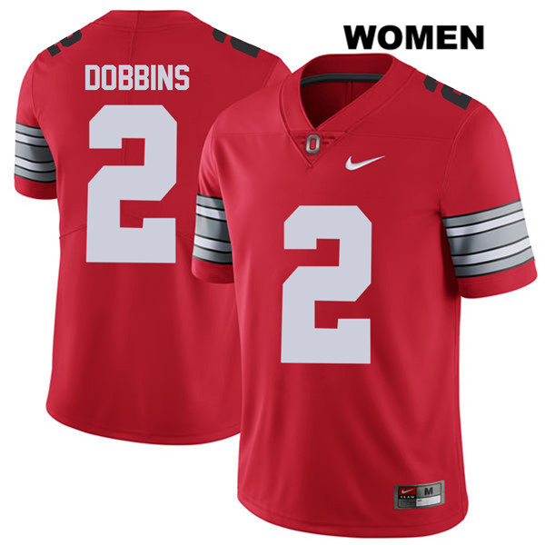Ohio State Buckeyes Women's J.K. Dobbins #2 Red Authentic Nike 2018 Spring Game College NCAA Stitched Football Jersey CW19H44ZA